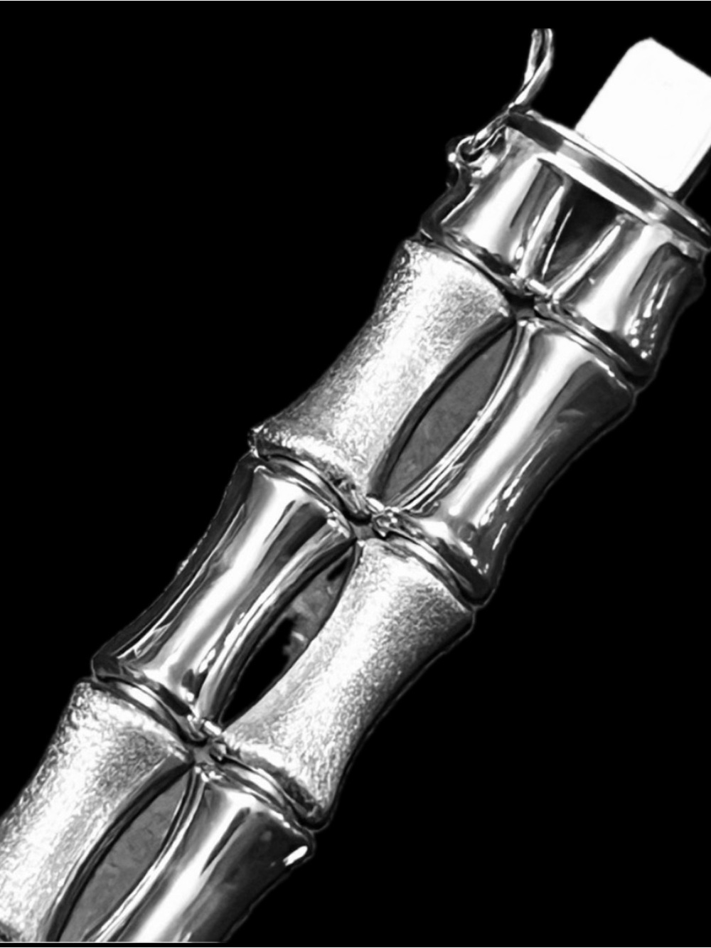 Bamboo Link brushed polished bold Stampato bracelet sterling silver vintage QVC